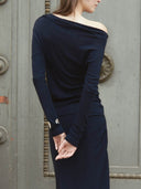 prestashop:1:4918:24067 | Navy One Shoulder Off Top