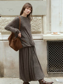 prestashop:1:4923:24042 | Brown Draped Cocoon Knit Skirt