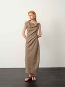 prestashop:1:4980:24303 | Brown One-Shoulder Knitted Maxi Dress