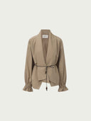 prestashop:1:4994:24231 | Khaki Scarf-Collar Tie-Cuff Blouse