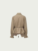 prestashop:1:4994:24236 | Khaki Scarf-Collar Tie-Cuff Blouse