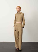 prestashop:1:4997:24219 | Khaki Wide-Neck Cinched Cuff Blouse