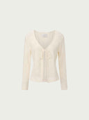 prestashop:1:5001:24196 | White Snowflake Knit Tie-Up Cardigan