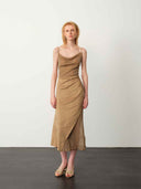 prestashop:1:5002:24190 | Brown Starry Tulle & Suede Cami Dress