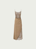 prestashop:1:5002:24191 | Brown Starry Tulle & Suede Cami Dress