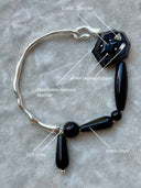 prestashop:1:5013:25543 | Black Silver Flow Hand-Cut Leather Gemstone Bracelet