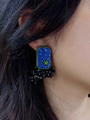 prestashop:1:5014:24886 | Black Agate Cluster Rare Leather  Gemstone Stud-Single