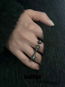 prestashop:1:5207:25183 | Black Floating Split Stone Double-Finger Ring