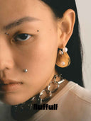 prestashop:1:5224:25137 | Gold Twisted Red Blood Cell Textured Wave Surface Earrings