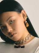 prestashop:1:5224:25139 | Gold Twisted Red Blood Cell Textured Wave Surface Earrings
