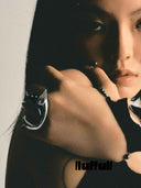 prestashop:1:5225:25169 | Silver Flowing Heart Cell Double Finger Ring