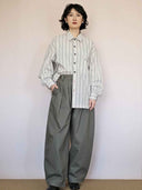 prestashop:1:5395:26020 | Sage Green Pleated Front Relaxed Trousers