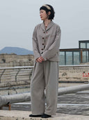 prestashop:1:5458:26687 | Khaki-Grey Rounded Hem Vintage Blazer