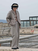 prestashop:1:5458:26688 | Khaki-Grey Rounded Hem Vintage Blazer
