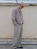 prestashop:1:5458:26689 | Khaki-Grey Rounded Hem Vintage Blazer