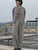 prestashop:1:5459:26704 | Khaki-Grey Relaxed Fit Straight Leg Trousers
