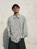 prestashop:1:5460:26671 | Light Khaki Grey Double Layer Hem Shirt