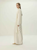 prestashop:1:5485:26588 | Ivory Satin Bias Cut Draped Maxi Dress