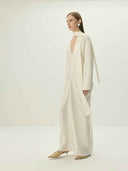 prestashop:1:5485:26589 | Ivory Satin Bias Cut Draped Maxi Dress
