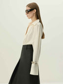 prestashop:1:5486:26594 | Black Braided Vegan Leather Midi Skirt