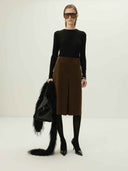 prestashop:1:5487:26597 | Chocolate Brown Vegan Suede Midi Skirt