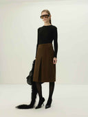 prestashop:1:5487:26599 | Chocolate Brown Vegan Suede Midi Skirt