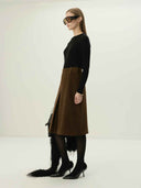 prestashop:1:5487:26600 | Chocolate Brown Vegan Suede Midi Skirt