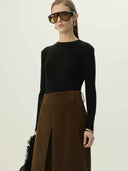 prestashop:1:5487:26603 | Chocolate Brown Vegan Suede Midi Skirt