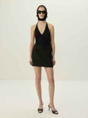 prestashop:1:5488:26604 | Black Linen Textured Belted Mini Skirt