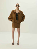 prestashop:1:5489:26609 | Caramel Brown Vegan Suede Belted Mini Skirt