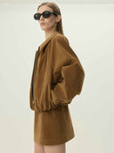 prestashop:1:5489:26611 | Caramel Brown Vegan Suede Belted Mini Skirt