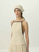 prestashop:1:5490:26560 | Beige Linen Textured Color Block Triangle Scarf