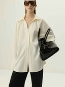 prestashop:1:5534:27001 | Ivory Satin Pleated Blouse