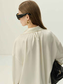 prestashop:1:5534:27006 | Ivory Satin Pleated Blouse
