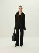 prestashop:1:5535:27007 | Black Sheer Chiffon Pleated Blouse
