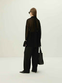 prestashop:1:5535:27013 | Black Sheer Chiffon Pleated Blouse
