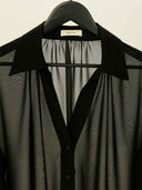 prestashop:1:5535:27014 | Black Sheer Chiffon Pleated Blouse