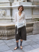 prestashop:1:5564:27096 | Beige Draped Neck Shirt