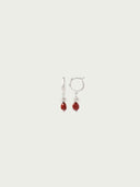prestashop:1:5572:27211 | Silver Veiled Red Stone Hoop Earrings
