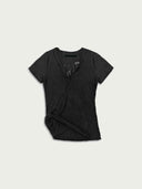 prestashop:1:5607:27275 | Black Embroidered V-neck Henley Tee