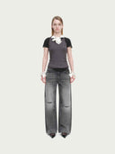 prestashop:1:5622:27242 | Grey Distressed Washed Straight-Leg Jeans