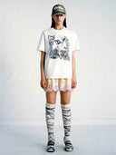 prestashop:1:5702:27998 | Vintage Distressed Floral Lace-Paneled Silk Shorts