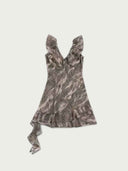prestashop:1:5704:27991 | Colorful Pattern Double-Layer Offset Lace-Trim V-Neck Dress