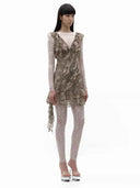 prestashop:1:5704:27992 | Colorful Pattern Double-Layer Offset Lace-Trim V-Neck Dress