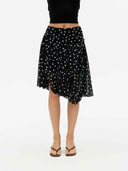 prestashop:1:5713:27920 | Black Asymmetrical Polka Dot Midi Skirt