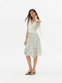 prestashop:1:5714:27916 | White Asymmetrical Polka Dot Midi Skirt