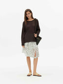 prestashop:1:5714:27919 | White Asymmetrical Polka Dot Midi Skirt