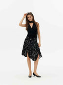 prestashop:1:5715:27909 | Black Reversible Draped Polka Dot Top