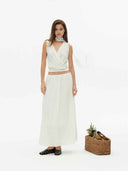 prestashop:1:5716:27904 | White Reversible Draped Polka Dot Top