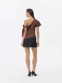 prestashop:1:5721:27880 | Brown Polka Dot Asymmetrical Wrap Top